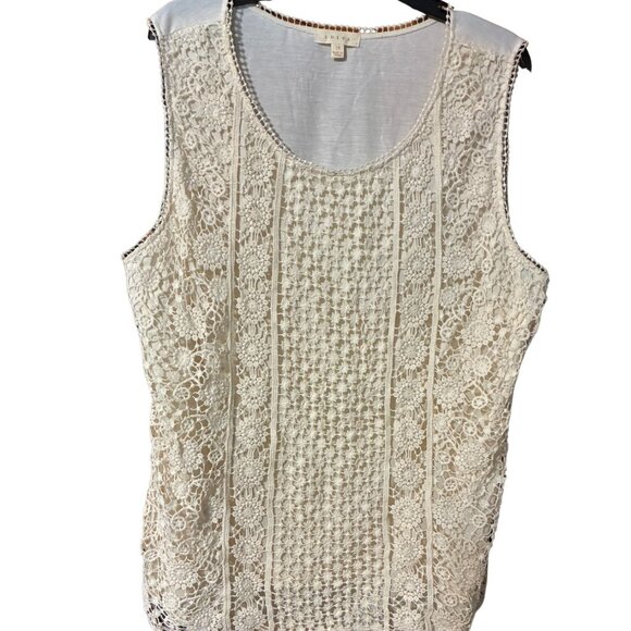 Adiva Cream Color Crochet on Tank Top Size 2X - Picture 1 of 5